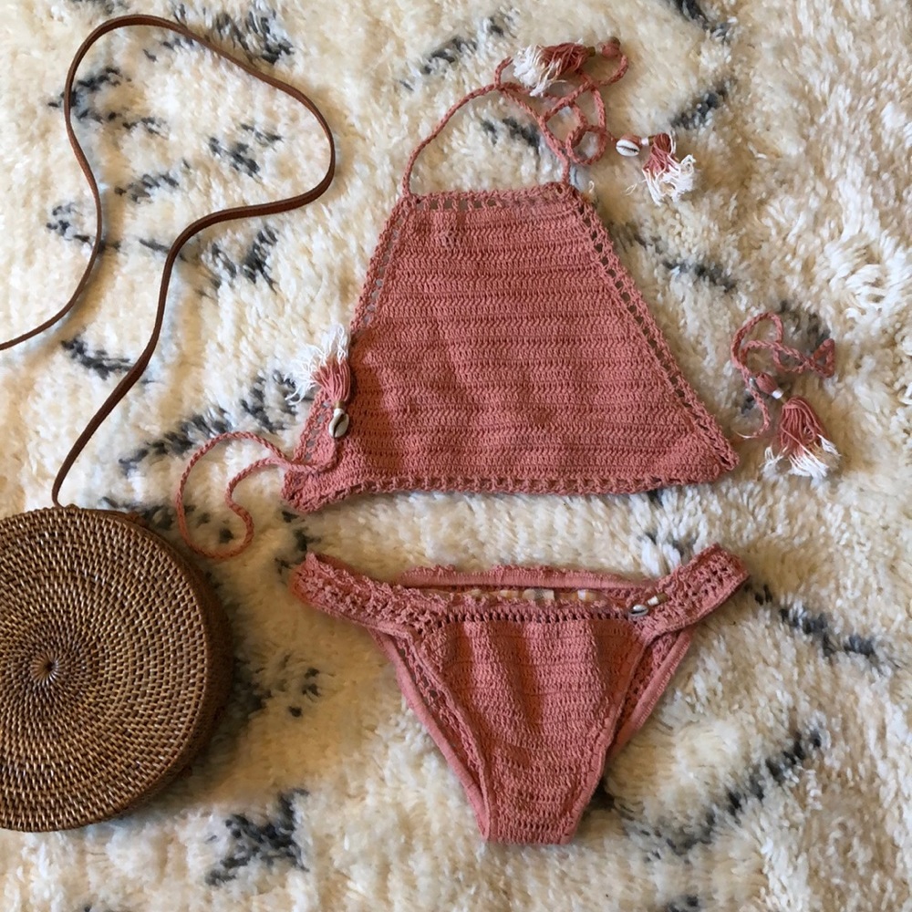SHEMADEME rose halter bikini